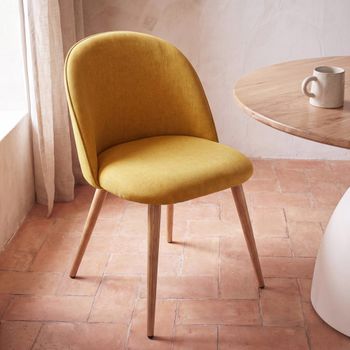 Silla de comedor de tela reciclada ocre