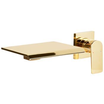 Grifo Empotrado Monomando De Lavabo De Latón Con Efecto Cascada Dorado Aponwao