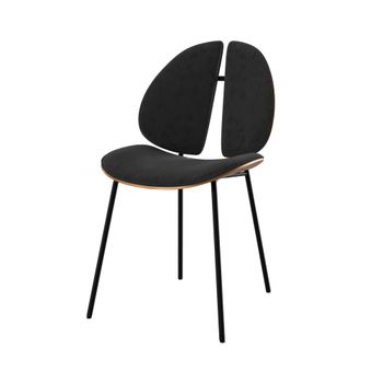 Silla en terciopelo negro y madera de nogal