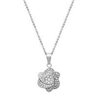 colgante acero inoxidable flor circonita incl cadena
