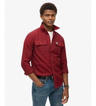 Superdry para hombre. M4010723A Camisa Flannel Workwear Roja (S), Rojo, Casual, Algodón, Manga larga