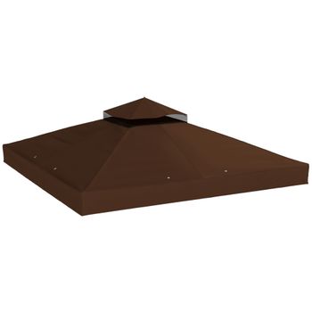 Outsunny Techo de repuesto para pabellón 3 x 3 m, lona de repuesto para pabellón con orificios de desagüe, UPF30+, protección solar, café   Aosom España