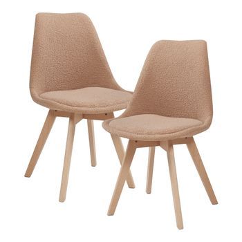 Juego De 2 Sillas De Comedor Fläten Estilo Escandinavo 82x49x54cm Bouclé - Topo [en.casa]
