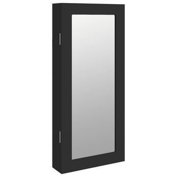 Espejo Con Joyero De Pared Negro 30x8,5x67 Cm Vidaxl