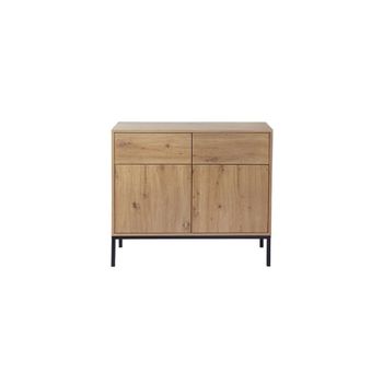 Cómoda 2 puertas 2 cajones decoración roble - l90 x h80 cm