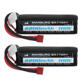 Batería LiPo MARSLIPO 7.4V 2200mAh 100C 2S T Plug con adaptador XT60 para modelos RC