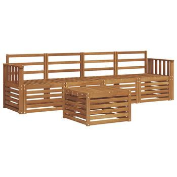 Juegos De Sofás 5 Piezas | Mueble De Jardín Natural Madera De Acacia Sólida