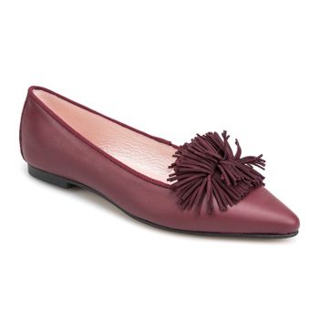 Slipper punta piel burdeos flecos