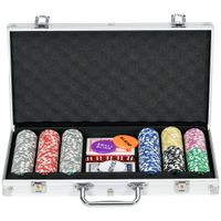 sportnow set de poker con 300 fichas 2 barajas de cartas dados tapete y boton de crupier set de casino texas holdem con maletin