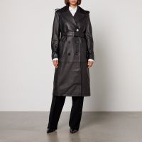 max mara studio magiaro nappa leather trench coat - 14