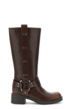 bota con espuela y tachuelas dark brown