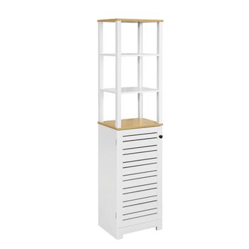 Armario baño alta con 5 estantes madera blanco
