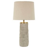 lampara de mesa de resina beige con detalles dorados cm o 37x73