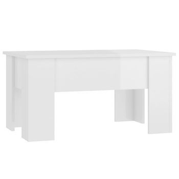 Mesa De Centro Madera De Ingeniería Blanco Brillo 79x49x41 Cm Vidaxl