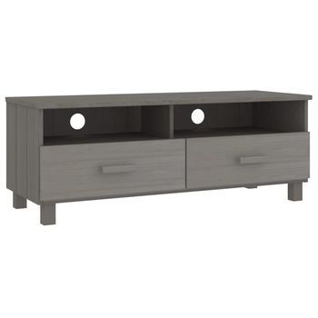 Mueble Tv | Mueble De Salón | Armario Tv Hamar Madera Maciza Pino Gris Claro 106x40x40 Cm