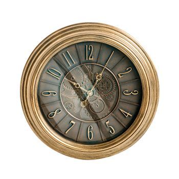 Reloj De Pared Clásico Marco Sintético 50 Cm Forma Redonda Accesorios Para El Hogar Dorado Caudete