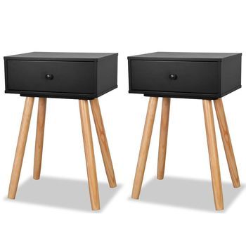 Mesitas De Noche 2 Uds. Madera Maciza De Pino 40x30x61 Cm Negro Vidaxl