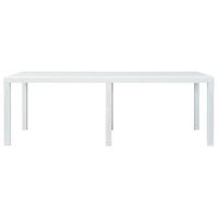mesa de jardin  mesa de exterior aspecto de ratan plastico blanca 220x90x72 cm