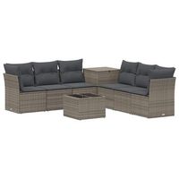 juego de sofa 8 uds gris y gris oscuro ratan sintetico y acero vidaxl
