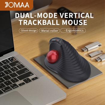 Ratón Trackball Inalámbrico Ergonómico Bluetooth 5.0 y 2.4G con Diseño Vertical y Rodillo de Velocidad, Ratón Óptico Inalámbrico Recargable de 1000DPI para Windows/Mac OS/Android - Negro