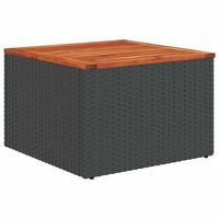mesa de jardin  mesa de exterior de madera de acacia y ratan pe negro 55x55x37 cm