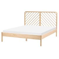 cama con somier de madera de pino natural estilo escandinavo 160 x 200 cm marron claro sephos