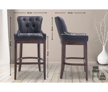 Taburete de bar lakewood cuero aútentico cuero auténtico negro 57x55x109 cm