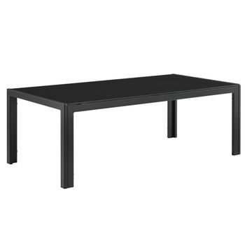 [casa.pro] Mesa De Centro De Vidrio 100 X 50 X 35 Cm Mesa De Jardín Armazón Hierro Diseño Terraza Negro