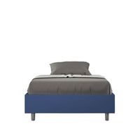 cama con almacenaje acolchada sin cabecero 120x200 cuero sintetico azul azelia