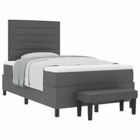 cama tipo box spring con cabecera gris oscuro 120 x 190 cm tela vidaxl