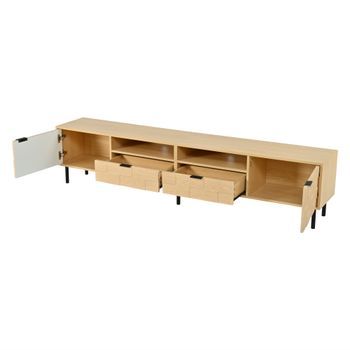 Mueble De Tv De 200 Cm En Madera Natural Para Televisores De Hasta 80 Pulgadas
