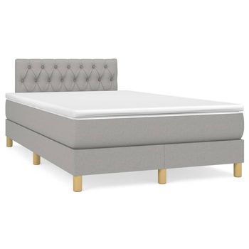 Cama Box Spring Con Colchón Tela Gris Claro 120x200 Cm Vidaxl