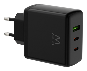 EWENT Cargador Gan Fast 65W 2 USB-C PD-1USB-A QC