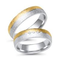 alianzas 8 quilates oro amarillo-blanco 5 diamantes