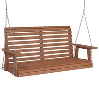 banco columpio  banco de jardin jardin con cadenas de metal madera abeto marron