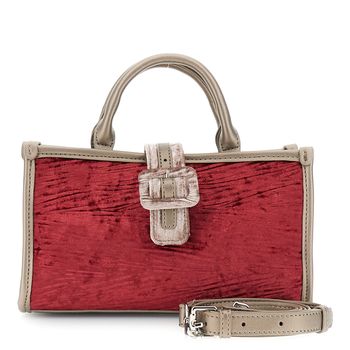 mini bolso de terciopelo con detalles de piel sintética multicolor