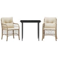 sillas y mesita de jardin 3 uds ratan sintetico cojin beige cfw461823
