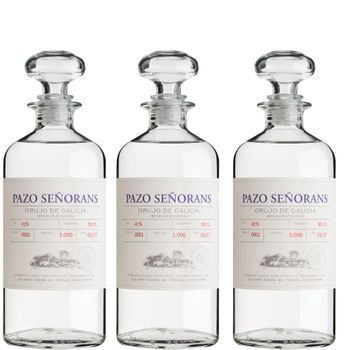 Pazo De Señorans - Aguardiente De Orujo - 100 % Albariño - Doble Destilac - Pack 3 Botellas 50 Cl - 40% Vol.