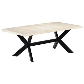 Mesa De Comedor Madera Maciza De Mango Blanco 200x100x75 Cm Vidaxl