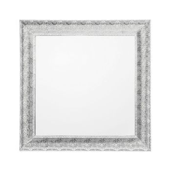 Espejo De Pared Plateado Pulido Con Marco Decorativo De Metal Cuadrado 65 Cm Cavan