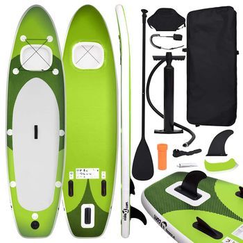 Juego De Tabla Paddle Surf Inflable Verde 300x76x10 Cm Vidaxl