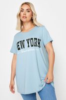 yours camiseta azul eslogan new york mujer curvy y tallas grandes yours