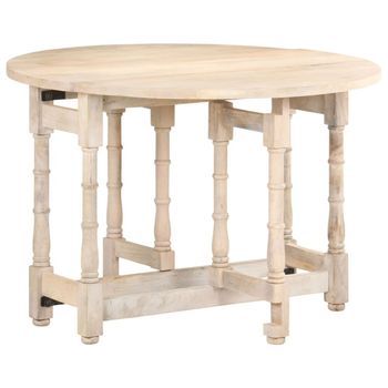 Mesa De Comedor Redonda De Madera Maciza De Mango 110x76 Cm Vidaxl