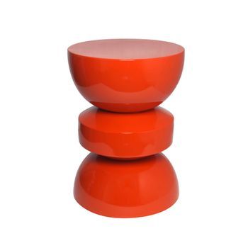 Mesa Auxiliar De Metal Con Efecto Glassy, Naranja