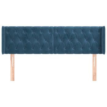 Cabecero Cama Mueble De Dormitorio De Terciopelo Oscuro 163 X 16 X 78/88 Cm Azul M02_0007998