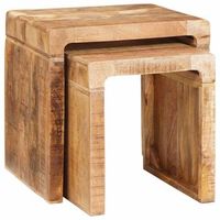 mesas nido 2 uds marron 46 x 40 x 46 cm madera de mango maciza vidaxl