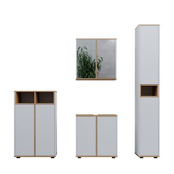 Set De Muebles De Baño Didi 4 Piezas, Con Mueble Alto Y Mueble Mediano Con Puertas Vicco