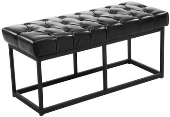 Banco con patas de metal y asiento en simil cuero negro