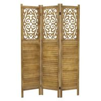 biombo divisorio de 3 paneles modelo tokio de madera natural 170x121cm