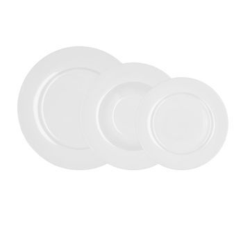 Vajilla 18 Piezas Porcelana Blanca Ala A 18 Piezas - 6 Personas Bidasoa Glacial Ala Ancha - Blanco Apto Microondas